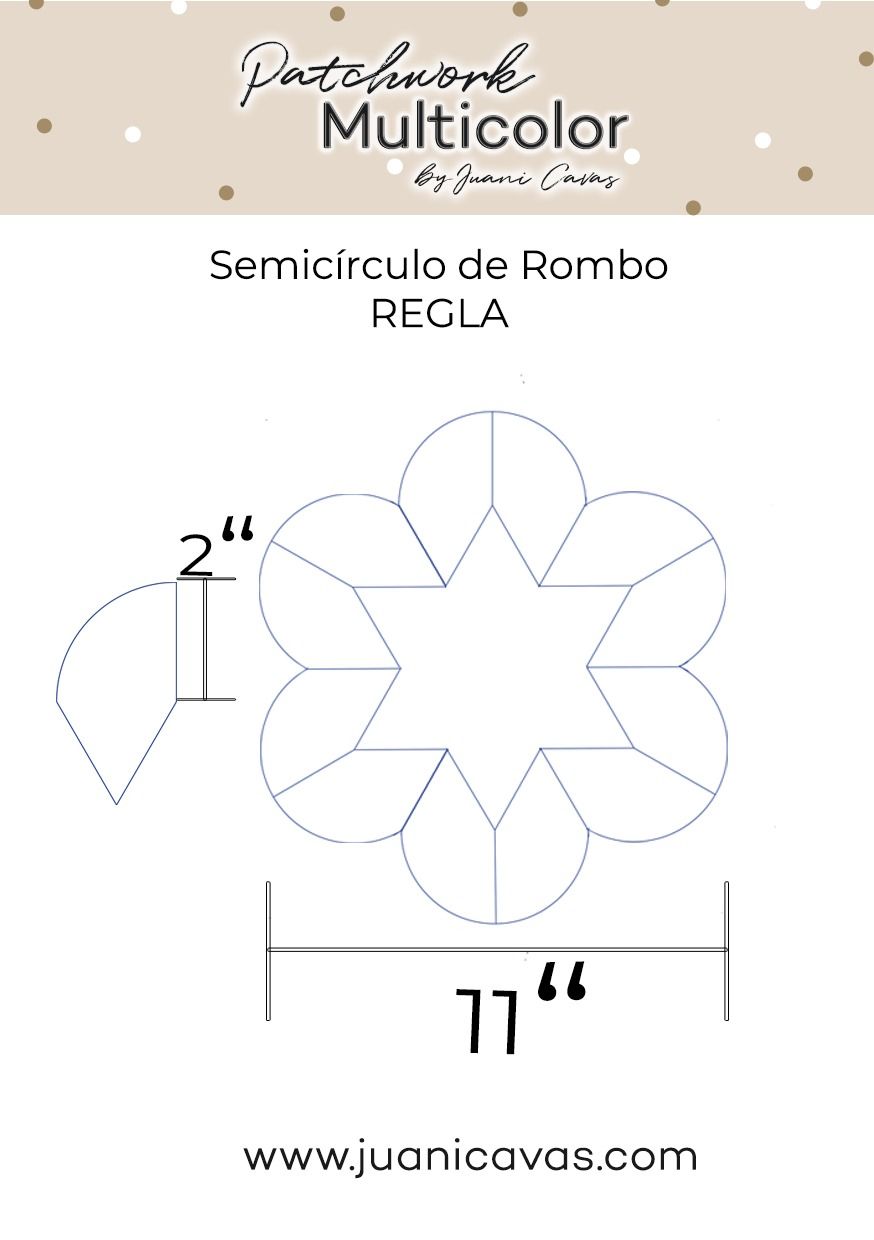 Regla de Flor Semicírculo de rombo para Patchwork y EPP | Patchwork ...