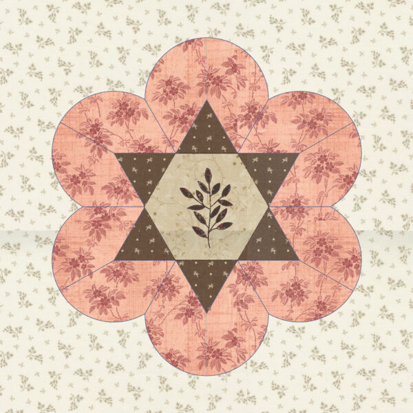 Flor de Magnolia - Hexágonos de patchwork con técnica y poesía