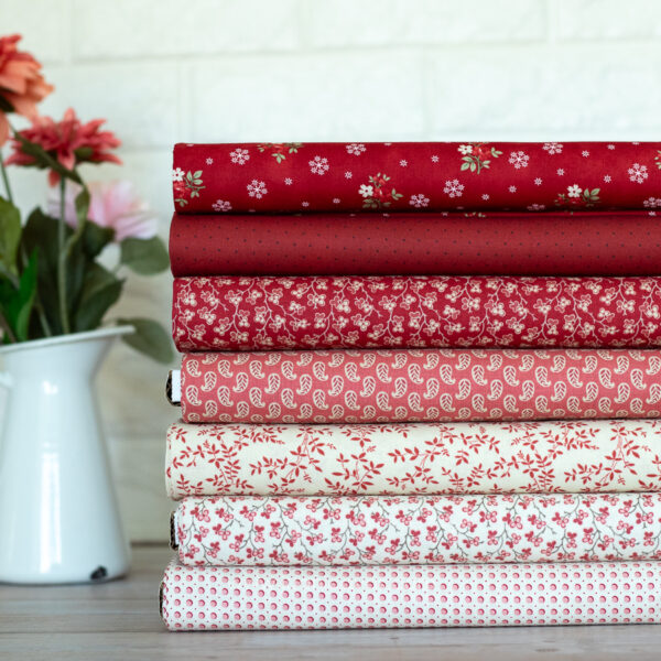Kit de telas Patchwork - Rojo Pasión selección Juani Cavas